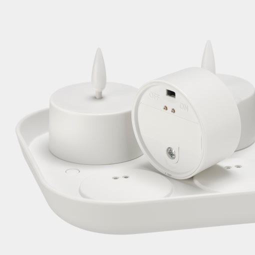 SKATGÅS, К-т LED чаени свещи, с поставка за зареждане, 806.115.96