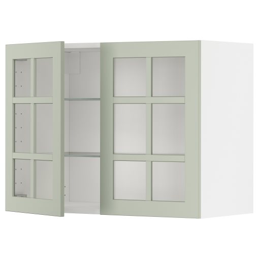 METOD, стенен шкаф с рафтове/2 стъкл. врати, 894.864.61