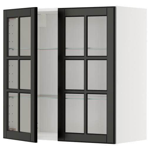 METOD, стенен шкаф с рафтове/2 стъкл. врати, 895.791.39