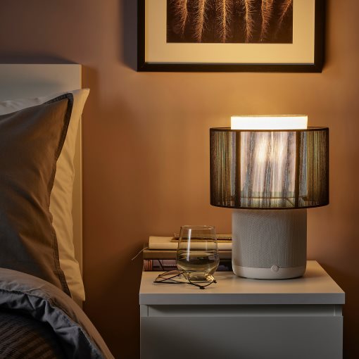 SYMFONISK, лампа с Wi-Fi тонколона, текстилен абажур, 994.826.84