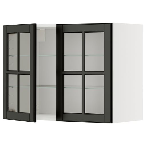METOD, стенен шкаф с рафтове/2 стъкл. врати, 995.787.66