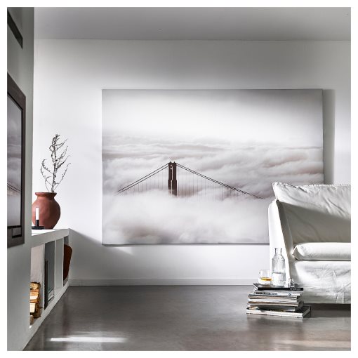 BJÖRKSTA, картина с рамка, "Мост и облаци", 195.089.37