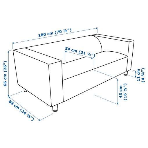 KLIPPAN, Калъф за 2-местен диван, 205.820.59