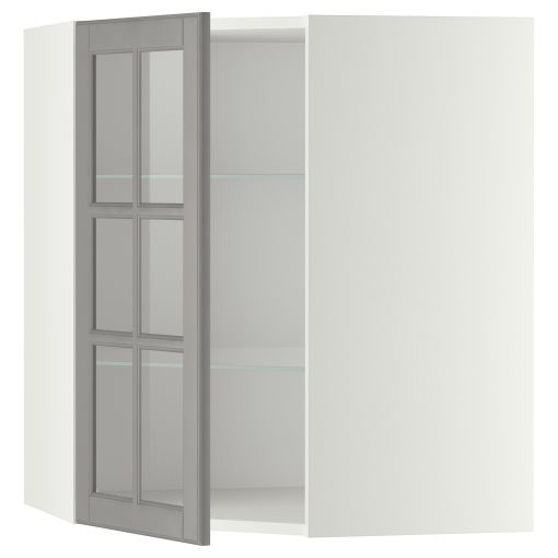 METOD, ъглов стенен шкаф + рафтове/стъкл. вр., 293.949.64
