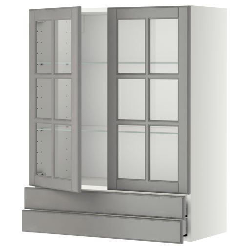 METOD/MAXIMERA, стенен шкаф с 2 стъкл. врати/2 чекм., 393.949.73