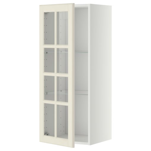 METOD, стенен шкаф с рафтове/стъкл. врата, 493.949.77