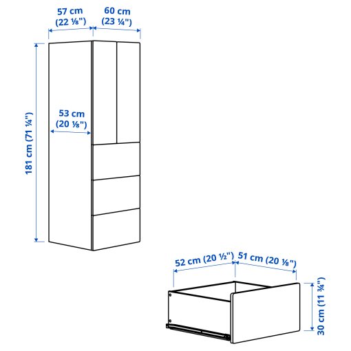 SMASTAD/PLATSA, гардероб, с 3 чекмеджета, 495.499.17