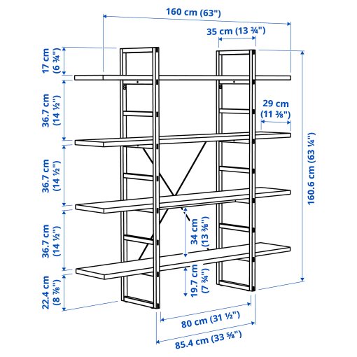 IKEA PS 2026, Етажерка, 160x35x161 см, 506.168.16