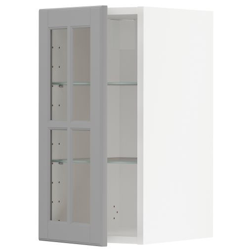 METOD, стенен шкаф с рафтове/стъкл. врата, 593.949.67