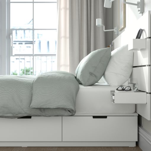 NORDLI, рамка за легло с място за съхр. и матр., с горна табла за легло, 595.396.11