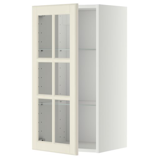 METOD, стенен шкаф с рафтове/стъкл. врата, 693.949.76