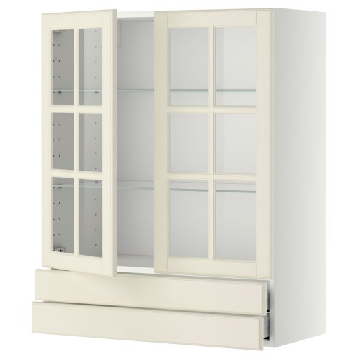 METOD/MAXIMERA, стенен шкаф с 2 стъкл. врати/2 чекм., 693.949.95