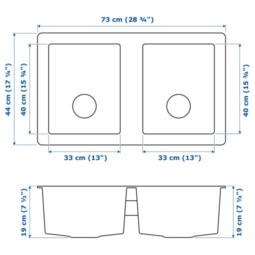 NORRSJON, мивка за вграждане, 2 корита, 703.151.67 - IKEA България NORRSJON, мивка за вграждане, 2 корита, 703.151.67