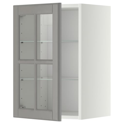METOD, стенен шкаф с рафтове/стъкл. врата, 793.949.52
