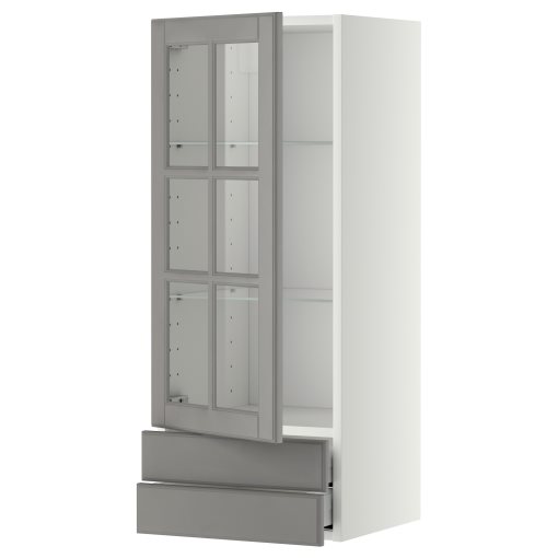 METOD/MAXIMERA, стенен шкаф + стъклена врата/2 чекм., 793.949.71