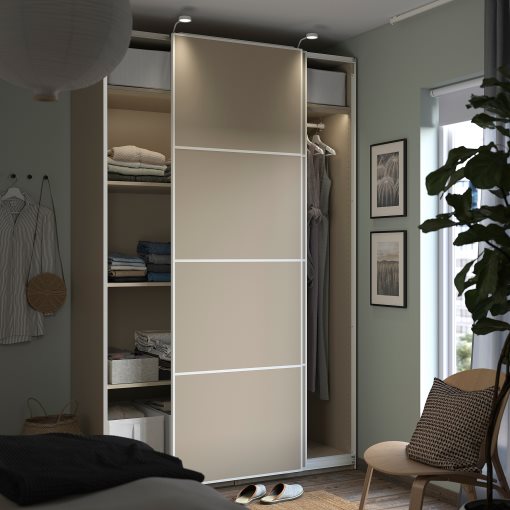 PAX/MEHAMN, гардероб с плъзгащи се врати, с две лица, 795.622.43