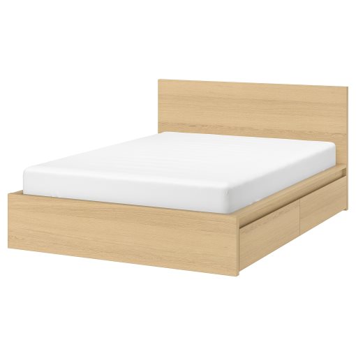 MALM, високо легло+4 кутии за съхранение, 176x209 см, 890.274.21