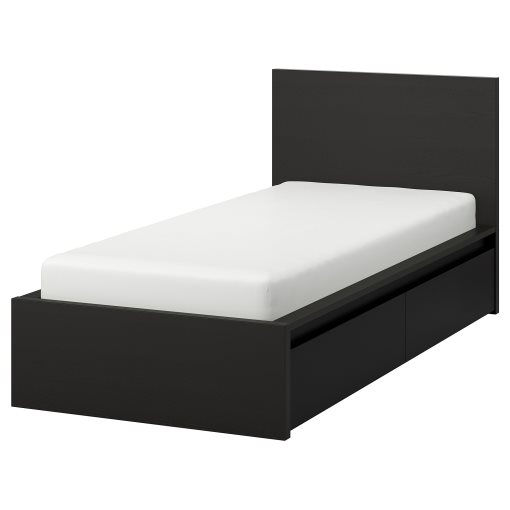MALM, високо легло с 2 контейнера, 105x209 см, 890.327.19