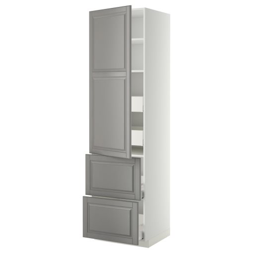 METOD/MAXIMERA, висок шкаф + рафтове/4 чекм./вр./2 чела, 893.787.82