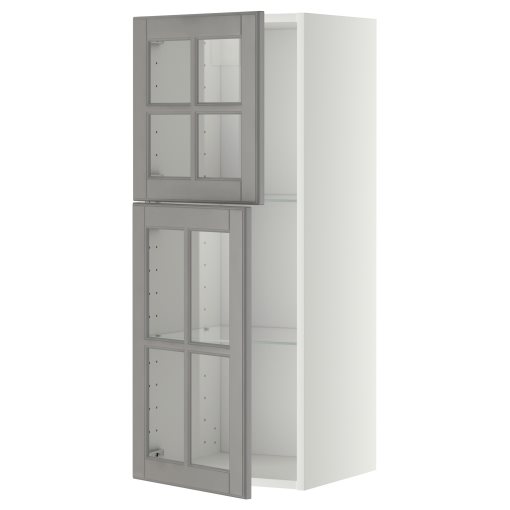 METOD, стенен шкаф с рафтове/2 стъкл. врати, 893.949.61
