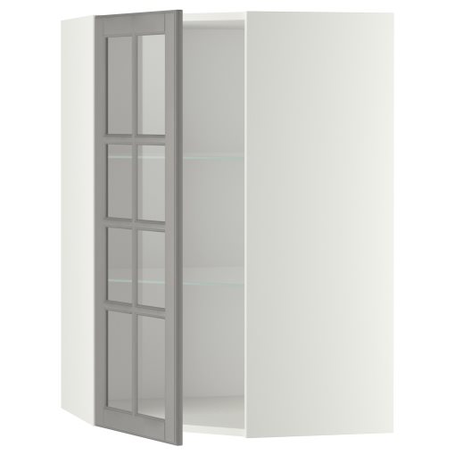 METOD, ъглов стенен шкаф + рафтове/стъкл. вр., 993.949.65