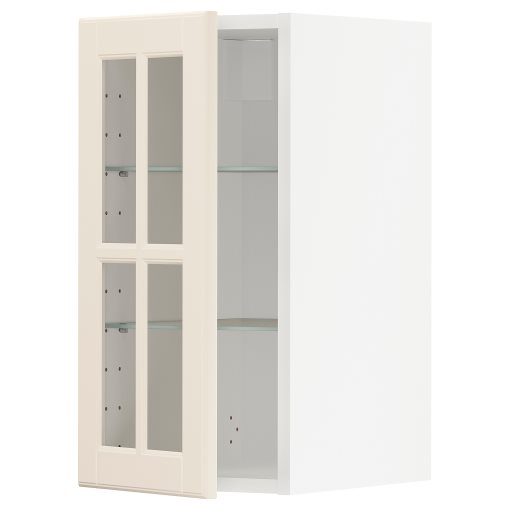 METOD, стенен шкаф с рафтове/стъкл. врата, 993.949.89