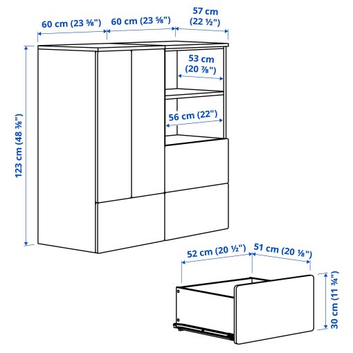 SMASTAD/PLATSA, комб. артикули за съхранение, с 3 чекмеджета, 995.498.92