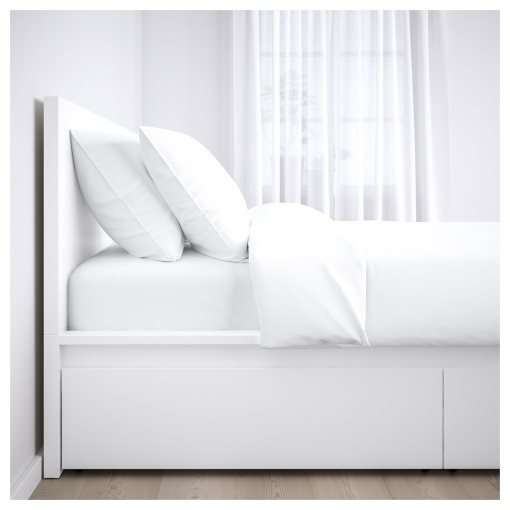 MALM, високо легло+4 кутии за съхранение, 176x209 см, 999.316.11