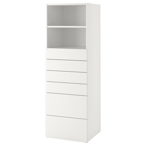 SMASTAD/PLATSA, библиотека с 6 чекмеджета, 60x55x180 см, 193.880.39
