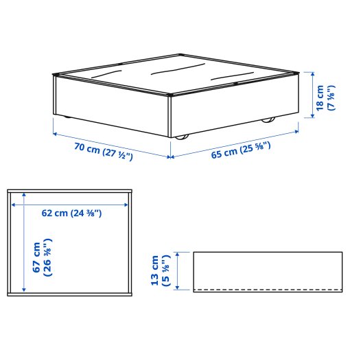 VARDÖ, контейнер за легло, 65x70 см, черно, 202.382.23