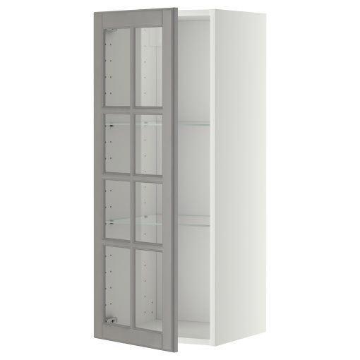 METOD, стенен шкаф с рафтове/стъкл. врата, 393.949.54