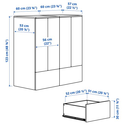 SMASTAD/PLATSA, комб. артикули за съхранение, с две чекмеджета, 595.498.89