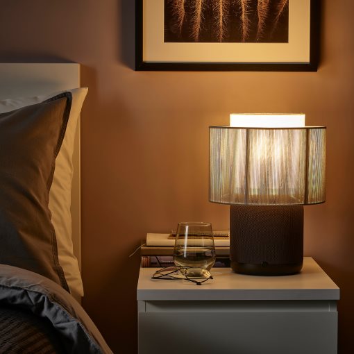 SYMFONISK, лампа с Wi-Fi тонколона, текстилен абажур, 694.825.48