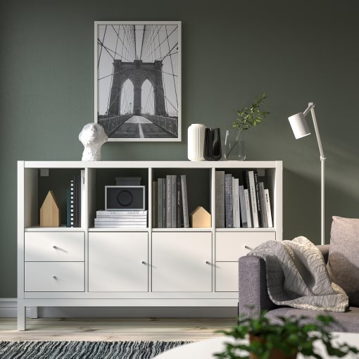 KALLAX, етажерка с носеща рамка, с 2 врати/4 чекмеджета, 795.529.13