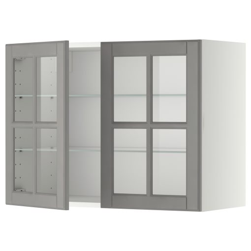 METOD, стенен шкаф с рафтове/2 стъкл. врати, 893.949.56
