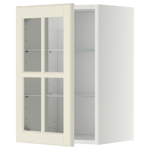 METOD, стенен шкаф с рафтове/стъкл. врата, 893.949.75