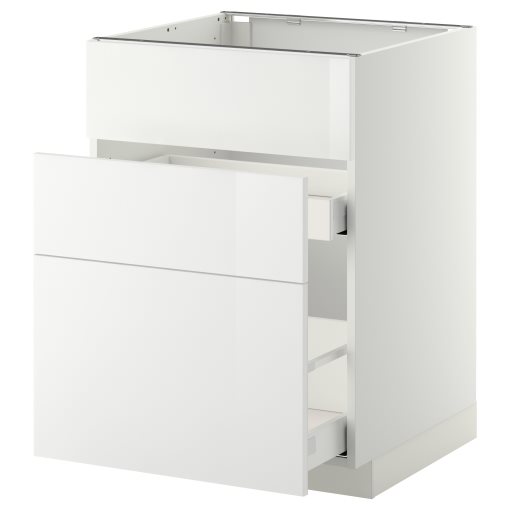 METOD, долен шкаф за мивка с 3 чела/2 чекмеджета, 899.198.17 - IKEA България METOD, долен шкаф за мивка с 3 чела/2 чекмеджета, 899.198.17