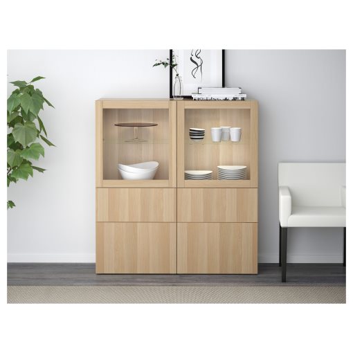 BESTÅ, комбиниран артикул за съхранение със стъклени вратички, 991.958.00