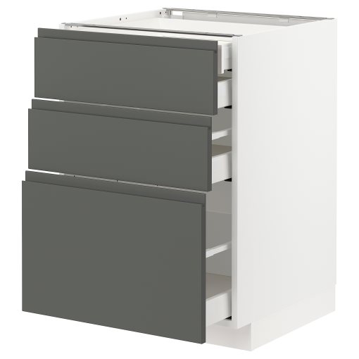 METOD/MAXIMERA, долен шкаф с 3 чела/2 ниски, 1 средно, 1 високо чекм., 993.098.87
