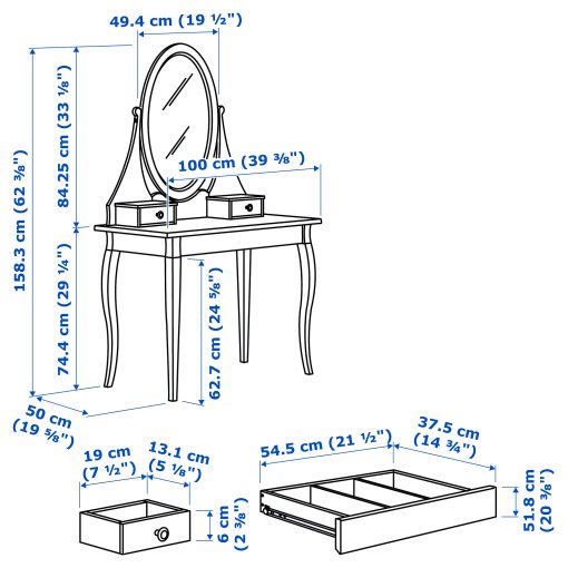 HEMNES, тоалетка с огледало, 303.744.13