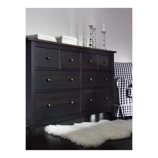 HEMNES, скрин с 8 чекмеджета, 160x95 см, черно-кафяво, 402.392.74