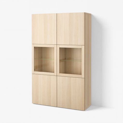 BESTÅ, комбиниран артикул за съхранение със стъклени вратички, 490.898.16