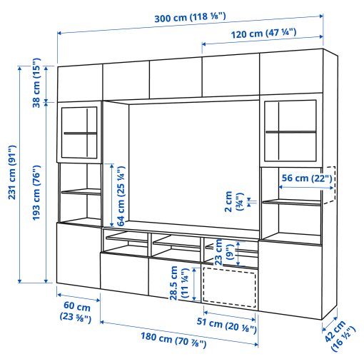 BESTÅ, TV секция/стъклени врати, 494.112.41