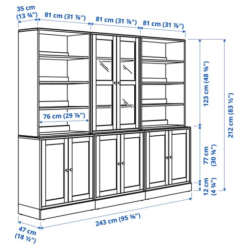 HAVSTA, комбинация със стъклени вратички, 495.348.93