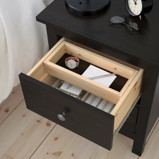 HEMNES, скрин с 2 чекмеджета, 54x66 см, черно-кафяво, 502.426.19