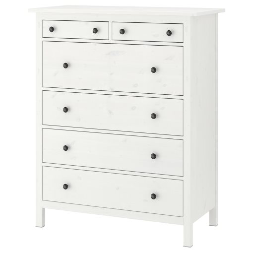 HEMNES, скрин с 6 чекмеджета, 108x130 см, бяло обагряне, 602.392.73
