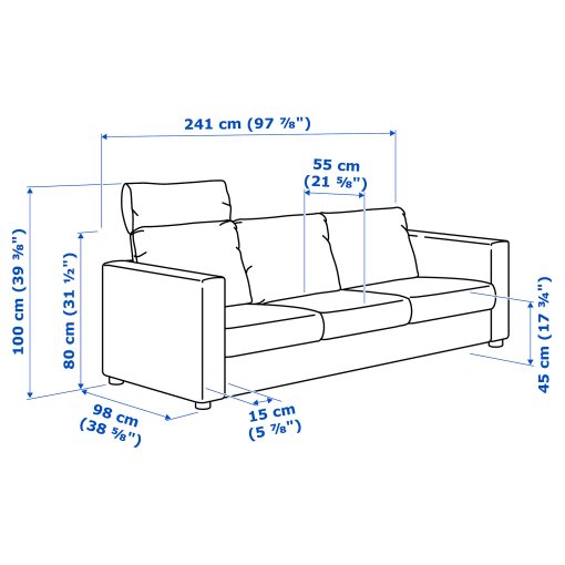 VIMLE, 3-местен диван, с облегалка за глава, 993.062.52