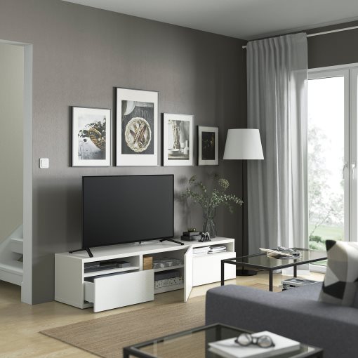 BESTÅ, TV шкаф с чекмеджета и врата, 094.358.90
