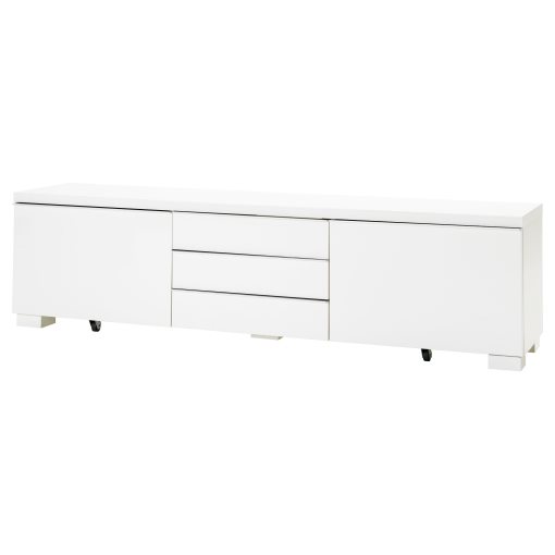 BESTA BURS, TV шкаф, 180x41 см, гланц бяло, 302.691.29