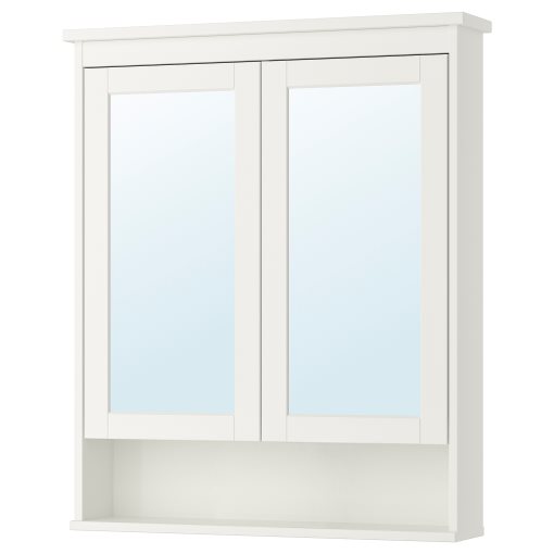 HEMNES, огледален шкаф с 2 врати 83x16x98см, бяло, 402.176.77